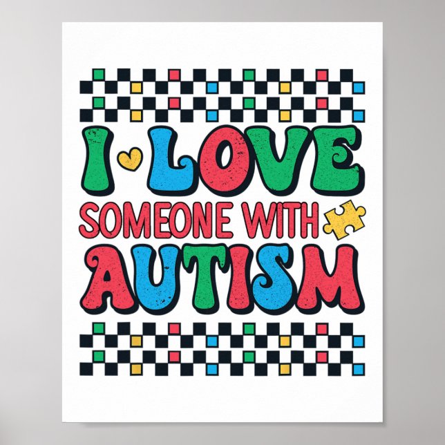 Ich Liebe jemand mit Autismus Bewusstsein Männer F Poster (Vorne)