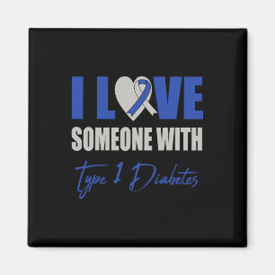 Ich Liebe jemand mit Typ 1 Diabetes Awareness Blue Magnet