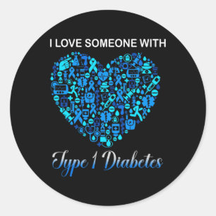 Ich Liebe jemandem mit Diabetes Typ 1 Diabeteswiss Runder Aufkleber
