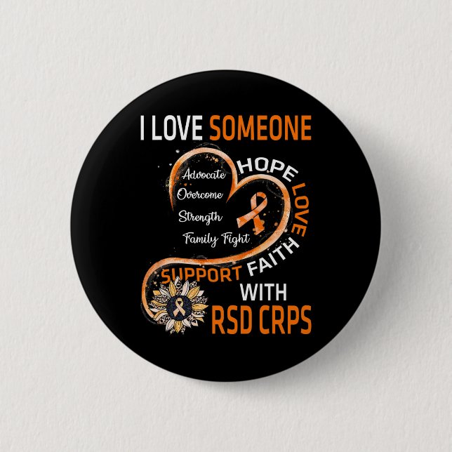 Ich Liebe jemandem mit Rsd Crps Bewusstsein Sonnen Button (Vorderseite)