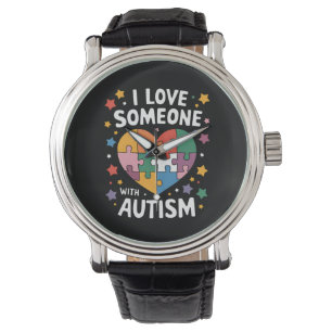 Ich liebe jemanden mit Autismus Autismus-Bewusstse Armbanduhr