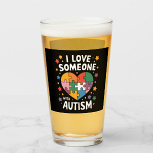 Ich liebe jemanden mit Autismus Autismus-Bewusstse Glas