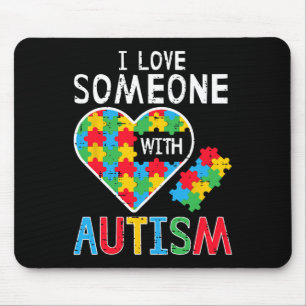 Ich liebe jemanden mit Autismus-Bewusstsein Herz M Mousepad