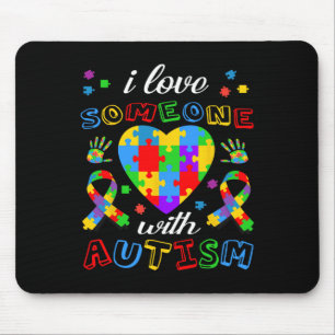 Ich liebe jemanden mit Autismus-Bewusstsein Männer Mousepad
