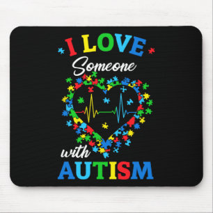 Ich liebe jemanden mit Autismus-Bewusstsein Männer Mousepad
