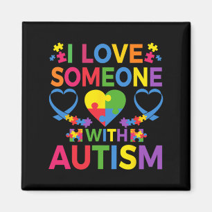 Ich Liebe jemanden mit Autismus Bewusstsein Puzzle Magnet