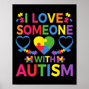 Ich Liebe jemanden mit Autismus Bewusstsein Puzzle Poster