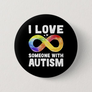Ich liebe jemanden mit Autismus-Bewusstsein Regenb Button