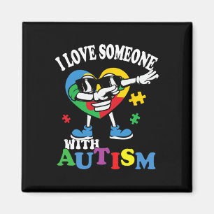Ich liebe jemanden mit Autismus Dabbing Herz Kinde Magnet