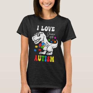 Ich liebe jemanden mit Autismus Familie Herz T Rex T-Shirt
