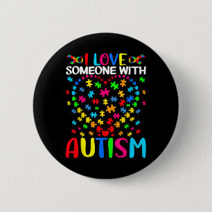 Ich liebe jemanden mit Autismus Puzzle Herz Anwalt Button