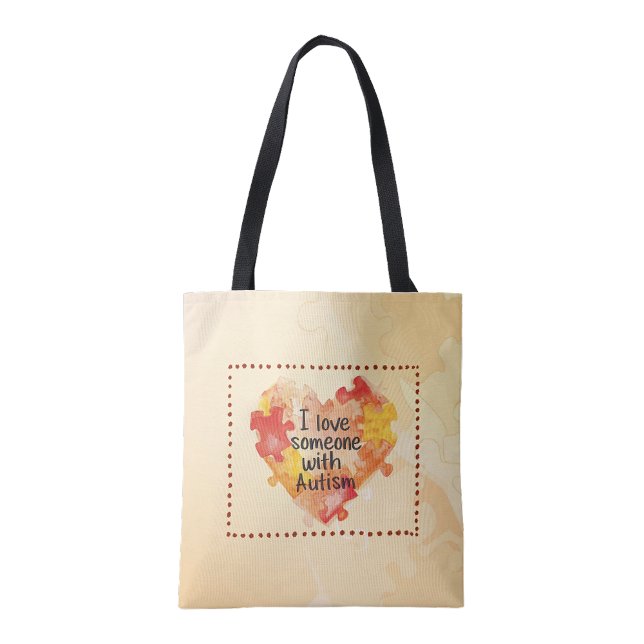 Ich liebe jemanden mit Autismus wiederverwendbare  (I love someone with Autism reusable tote bag)