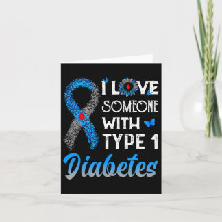 Ich Liebe jemanden mit Typ-1-Diabetes blau und gra Karte