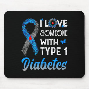 Ich Liebe jemanden mit Typ-1-Diabetes blau und gra Mousepad
