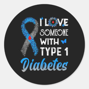 Ich Liebe jemanden mit Typ-1-Diabetes blau und gra Runder Aufkleber
