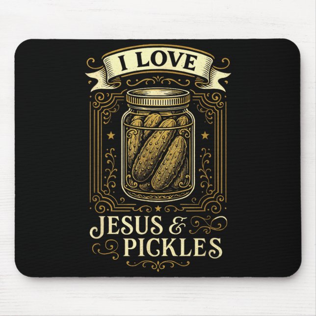 Ich liebe Jesus &amp; Gurken - Lustiger christlich Mousepad (Vorne)