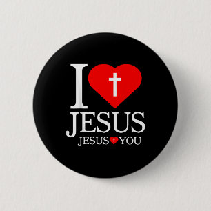Ich liebe Jesus Christliches Kreuz Gott Glaube Bib Button