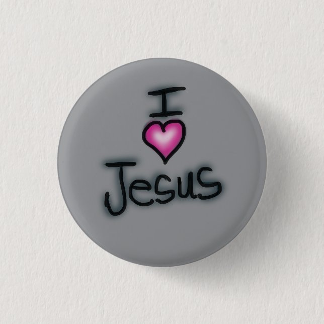 Ich liebe Jesus Ich Herz Jesus Grau Button (Vorderseite)
