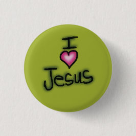 Ich liebe Jesus Ich Herz Jesus Grün Button