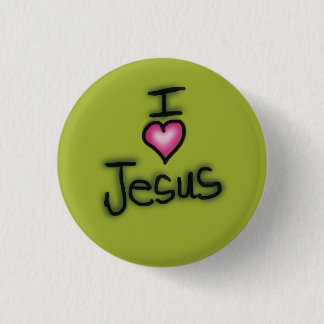 Ich liebe Jesus Ich Herz Jesus Grün Button