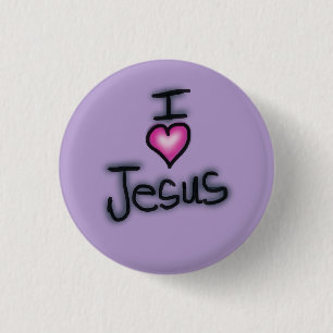 Ich liebe Jesus Ich Herz Jesus Lila Button