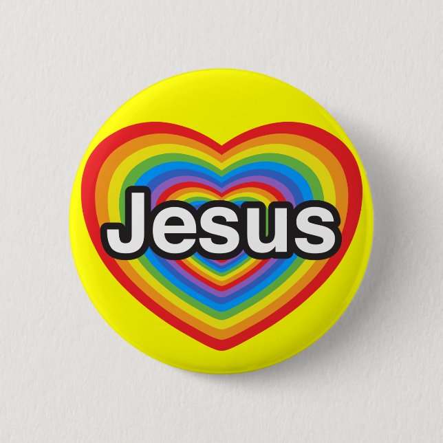 Ich liebe Jesus. Ich liebe dich Jesus. Herz Button (Vorderseite)