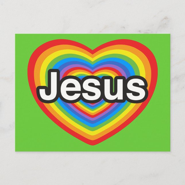 Ich Liebe Jesus. Ich Liebe dir Jesus. Herz Postkarte (Vorderseite)