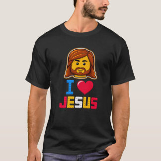 Ich liebe Jesus Meister Erbauer Bausteine Blöcke T-Shirt
