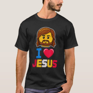 Ich liebe Jesus Meister Erbauer Bausteine Blöcke T-Shirt
