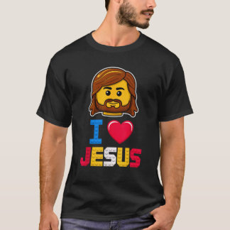 Ich liebe Jesus Meister Erbauer Bausteine Blöcke T-Shirt