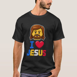Ich liebe Jesus Meister Erbauer Bausteine Blöcke T-Shirt