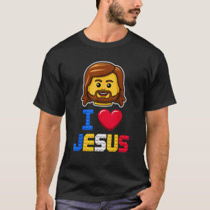 Ich liebe Jesus Meister Erbauer Bausteine Blöcke T-Shirt
