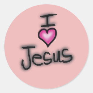 Ich liebe Jesus rosa Herz Runder Aufkleber