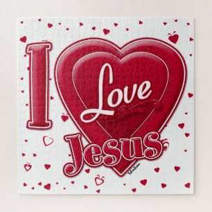 Ich liebe Jesus rotes Herz Puzzle