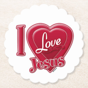 Ich liebe Jesus rotes Herz Untersetzer