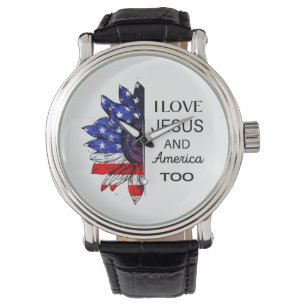 Ich Liebe Jesus und auch Amerika Armbanduhr