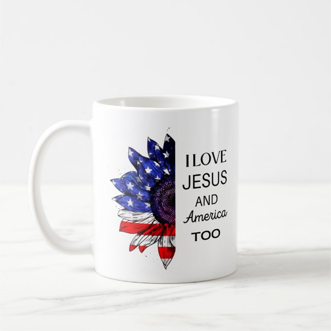 Ich Liebe Jesus und auch Amerika Kaffeetasse (Links)