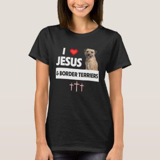 Ich liebe Jesus und Border Terriers Hundemama Vate T-Shirt