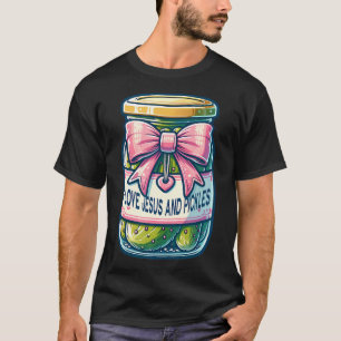 Ich liebe Jesus und Gurken mit süßem Kokettenband T-Shirt
