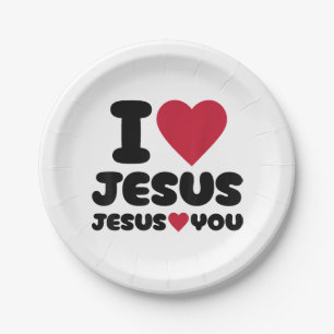 Ich Liebe Jesus und Jesus Lieben Sie Christlich Pappteller