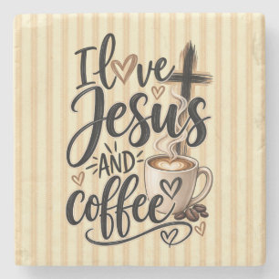 Ich liebe Jesus und Kaffee Steinuntersetzer