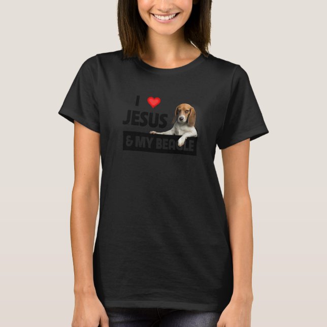 Ich Liebe Jesus und mein Beagle Hund Mama Vater El T-Shirt (Vorderseite)