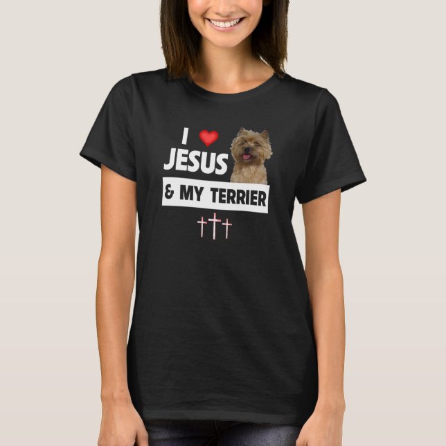 Ich Liebe Jesus und mein Cairn Terrier Dog Mama Va T-Shirt (Vorderseite)
