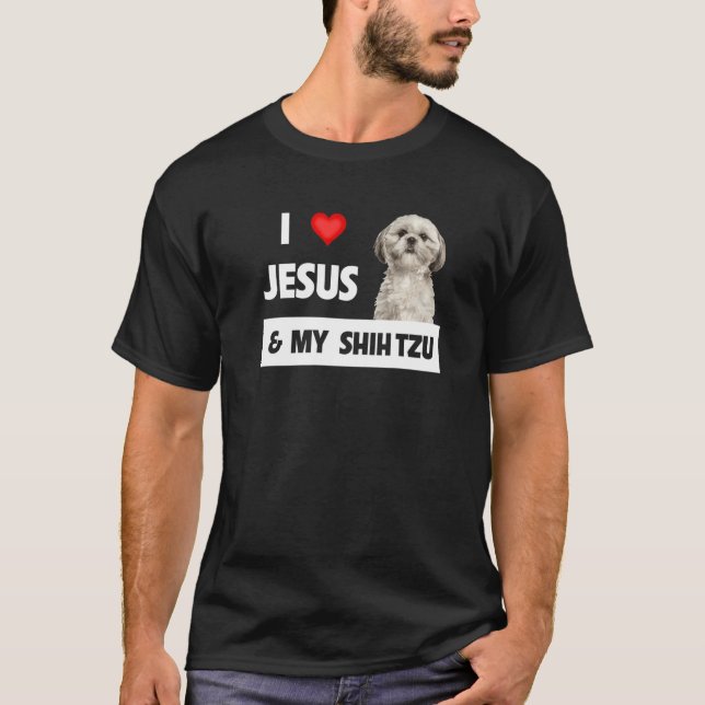 Ich Liebe Jesus und mein schiitischer Tzu Mama Vat T-Shirt (Vorderseite)