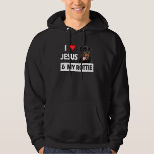 Ich Liebe Jesus und meine Rottie Hund Mama Vater E Hoodie