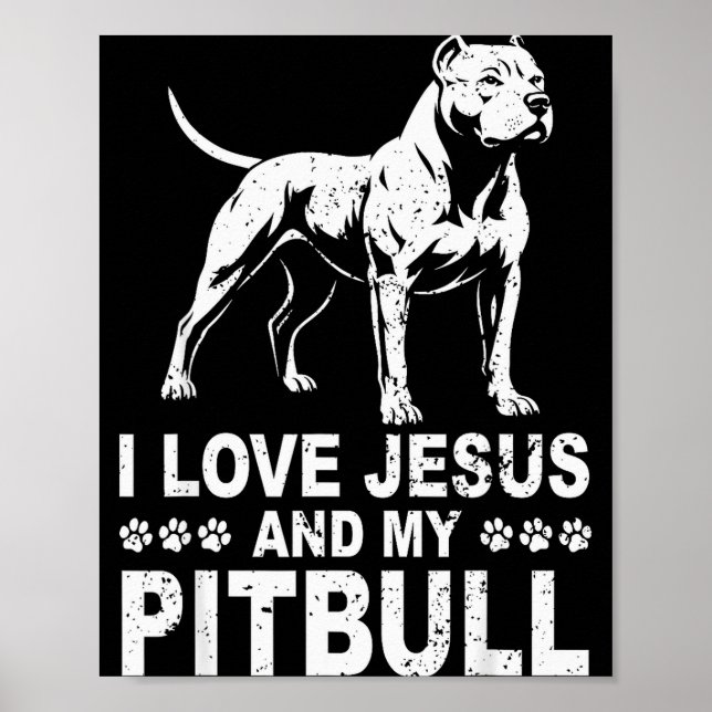 Ich liebe Jesus und meinen Pitbull  Poster (Vorne)