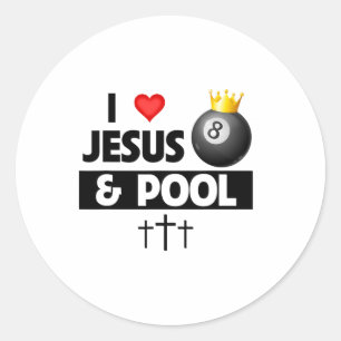 Ich Liebe Jesus und Pool-Stick 8 ll Taschen Billar Runder Aufkleber