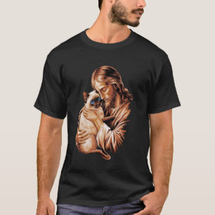 Ich liebe Jesus und siamesische Katze Lustiger chr T-Shirt