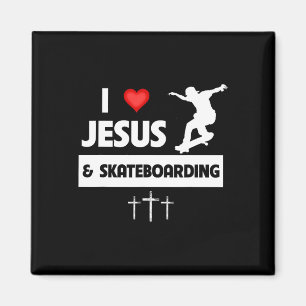 Ich liebe Jesus und Skateboarding Skateboarder Tri Magnet