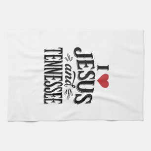 Ich liebe Jesus und Tennessee Vintage Christian De Geschirrtuch